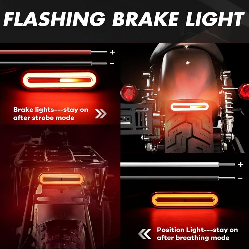 Alopee 5" Universal Led Motorcycle Tail Lights 12V-80V Compact Dual Color Rear Brake and Turn Signals IP67 Waterproof for Dirt Bike ATV Tail Light Scooter Bike Truck Trailer and Golf Cart (1 Pack) - Image 5